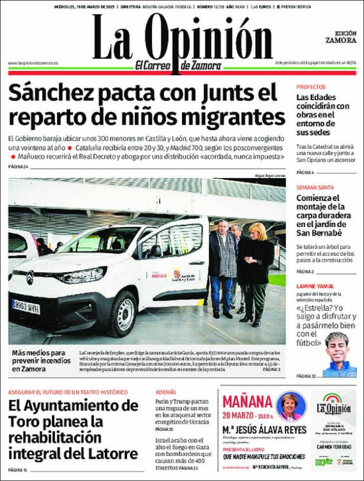 Portada de La Opinión - El Correo de Zamora (España)