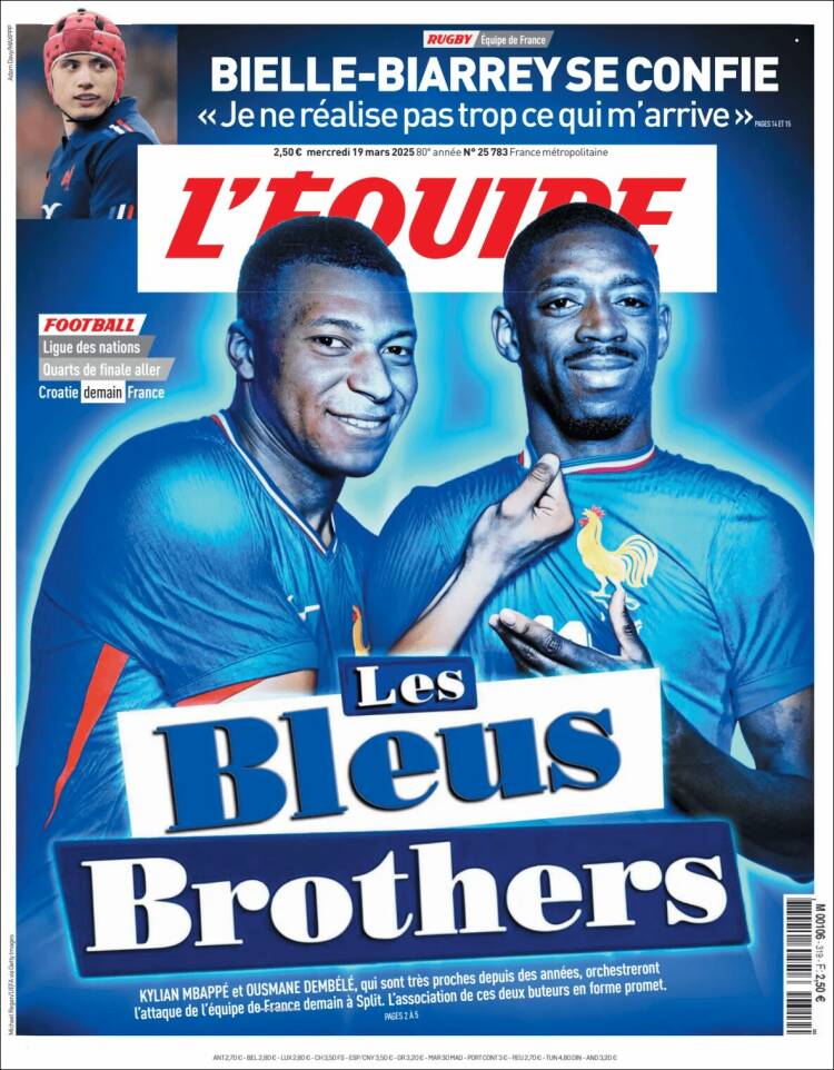 Portada de L'Equipe (Francia)