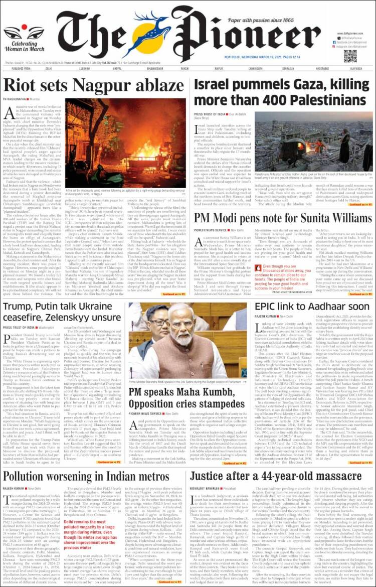 Portada de The Pioneer (India)