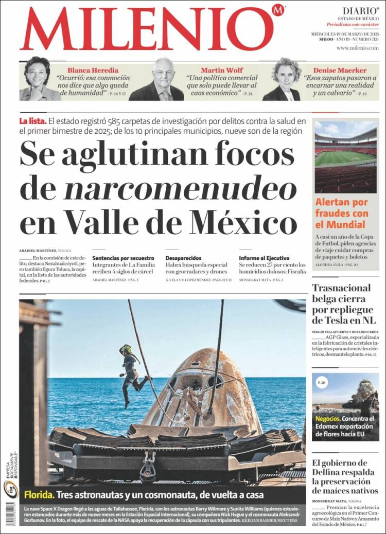 Portada de Milenio - Estado de México (México)