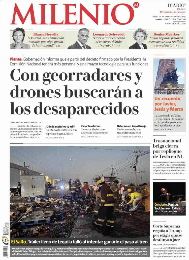 Portada de Milenio - Jalisco (México)