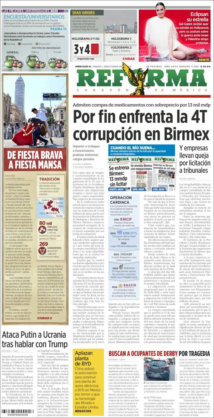 Portada de Reforma (México)