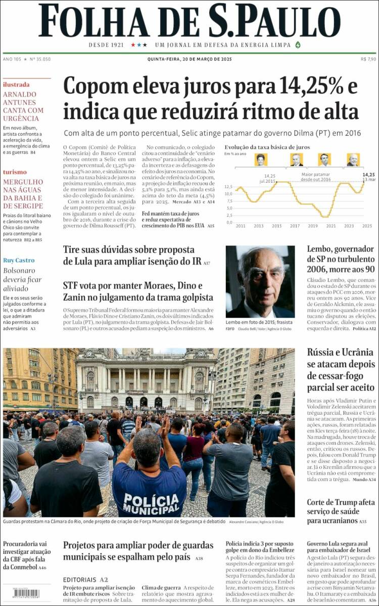 Portada de Folha de São Paulo (Brasil)