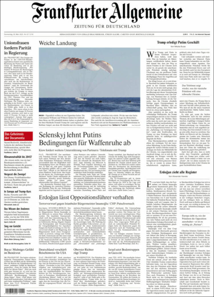 Portada de Frankfurter Allgemeine (Alemania)