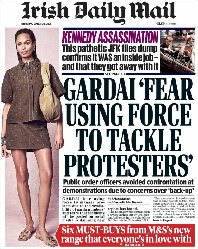 Portada de Irish Daily Mail (Irlanda)