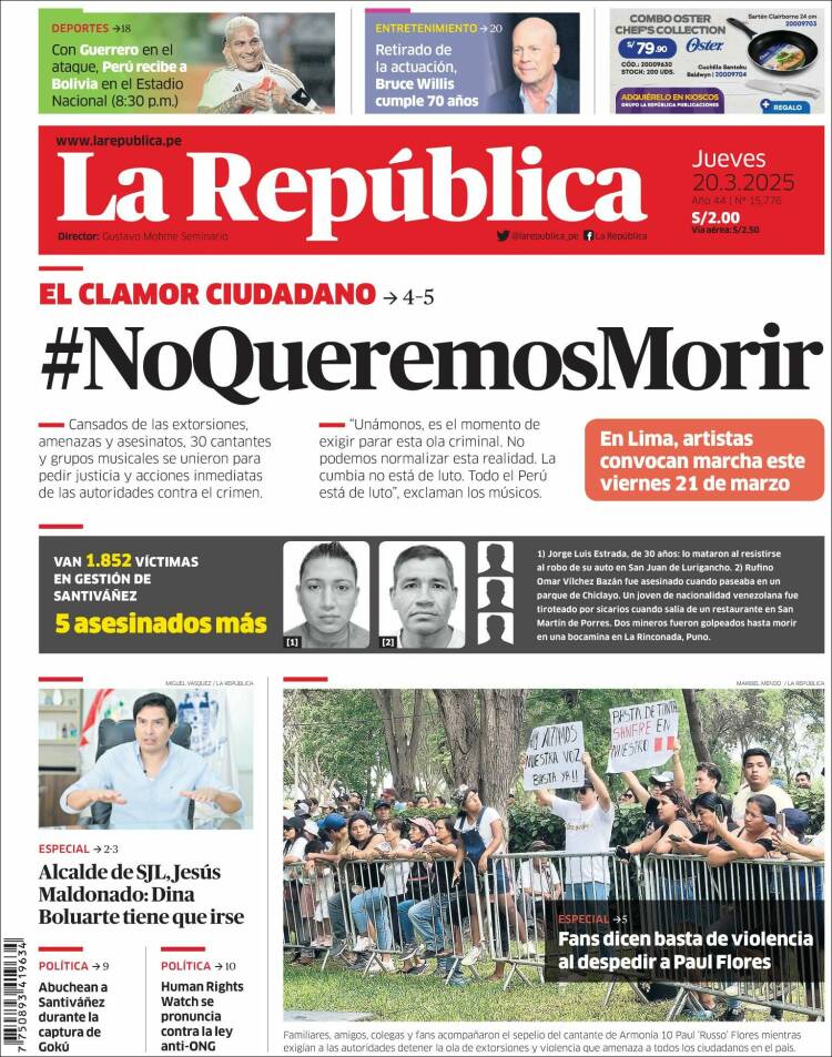 Portada de La Republica (Per&uacute;)