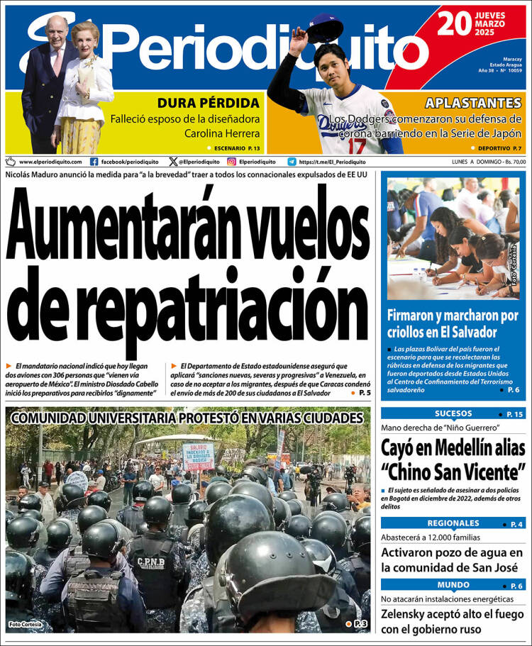 Portada de Periodiquito de Aragua (Venezuela)