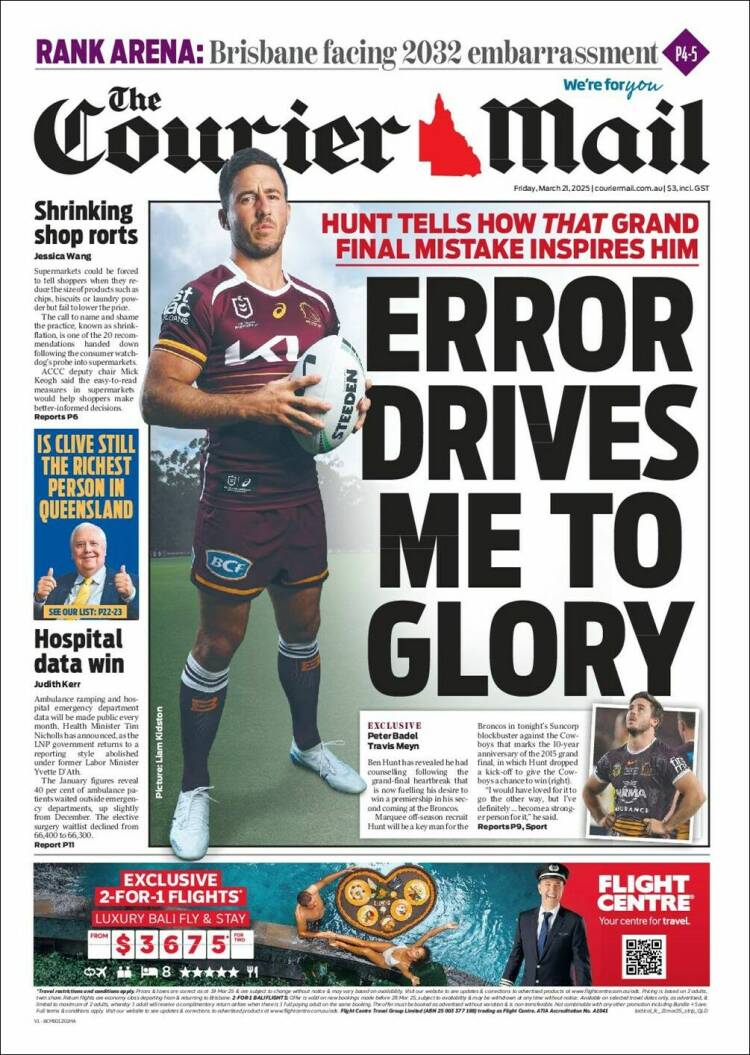 Portada de The Courier-Mail (Australia)