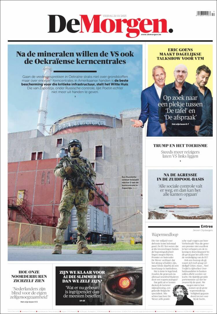 Portada de De Morgen (B&eacute;lgica)