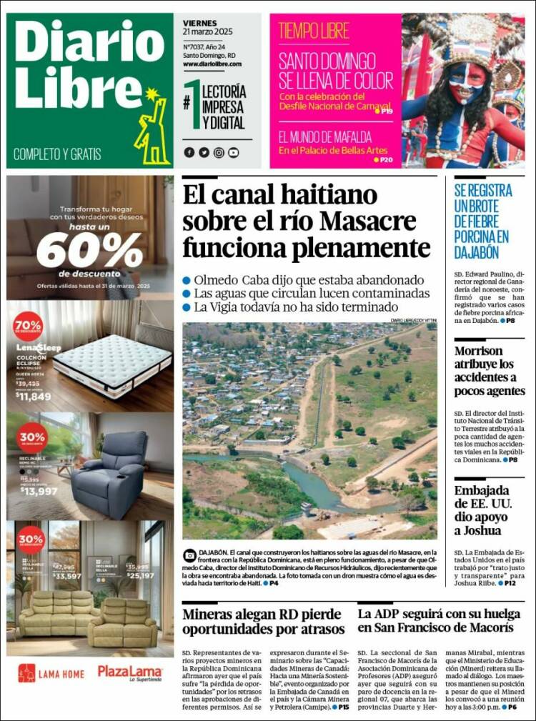 Portada de Diario Libre (R. Dominicana)
