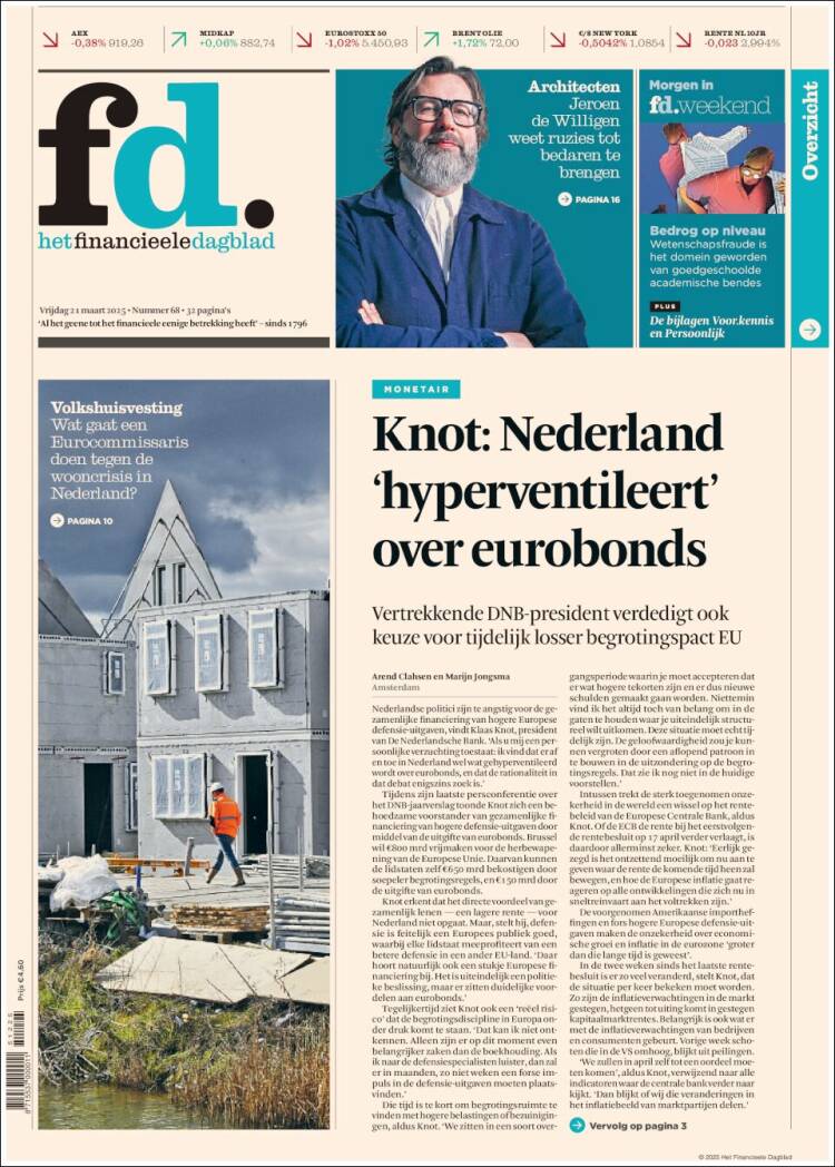 Portada de Het Financieele Dagblad (Pa&iacute;ses Bajos)