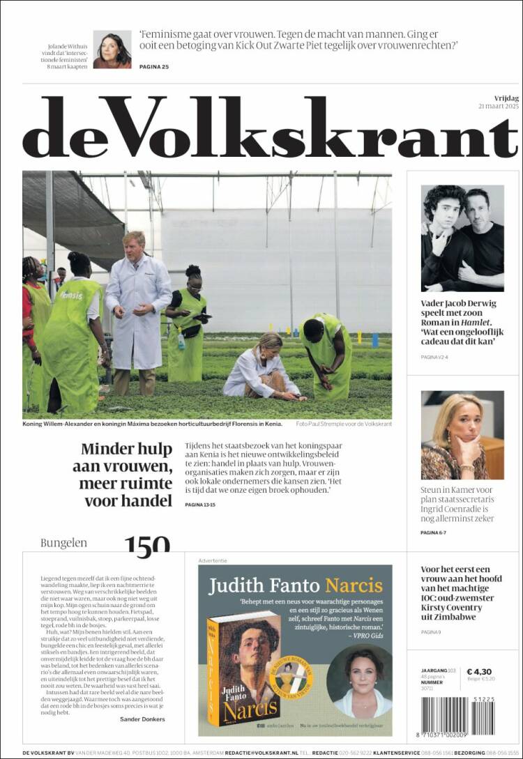 Portada de De Volkskrant (Pa&iacute;ses Bajos)
