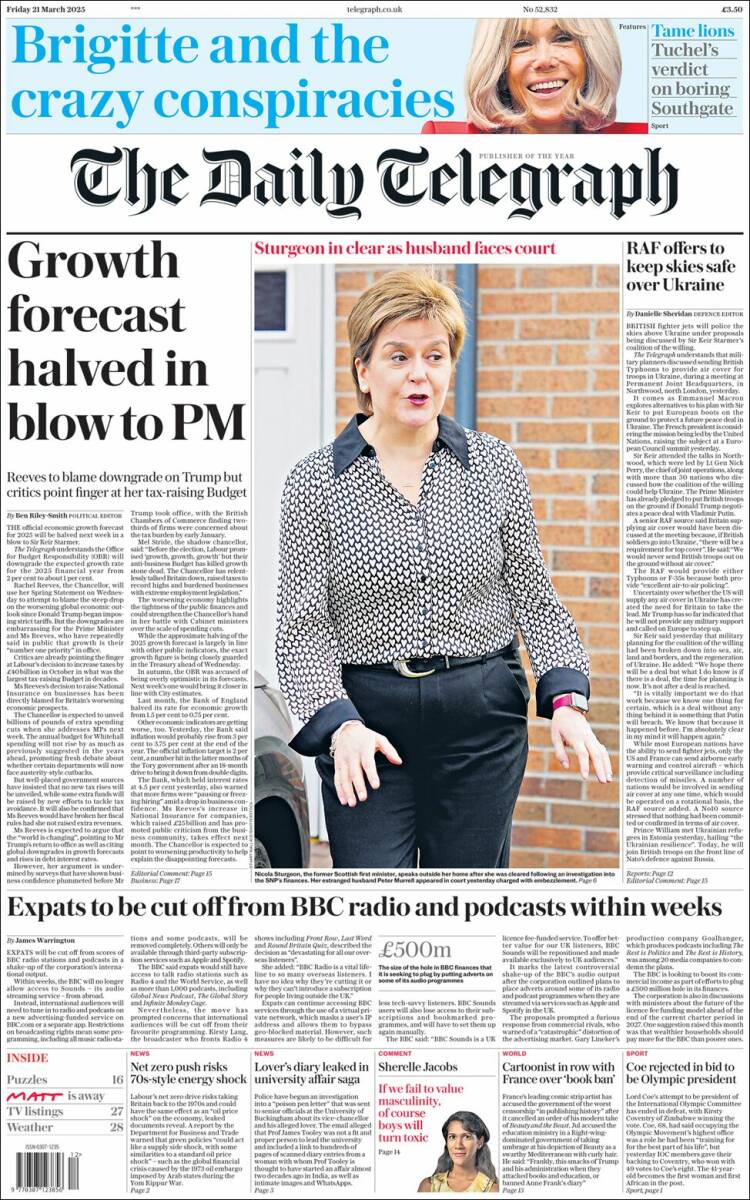 Portada de Daily Telegraph (Reino Unido)