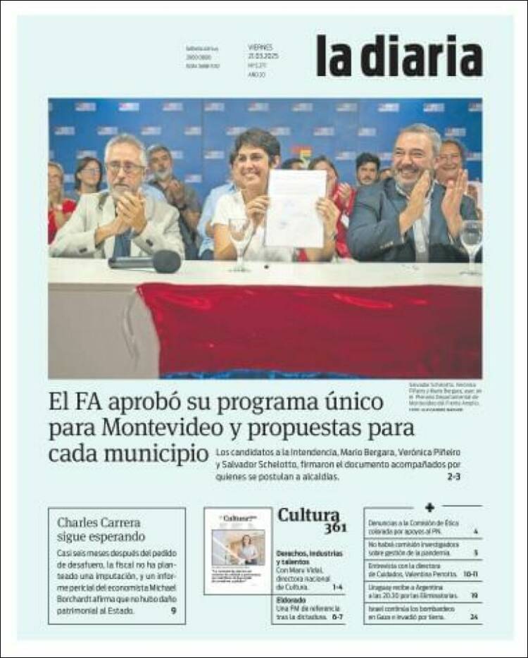 Portada de La Diaria (Uruguay)
