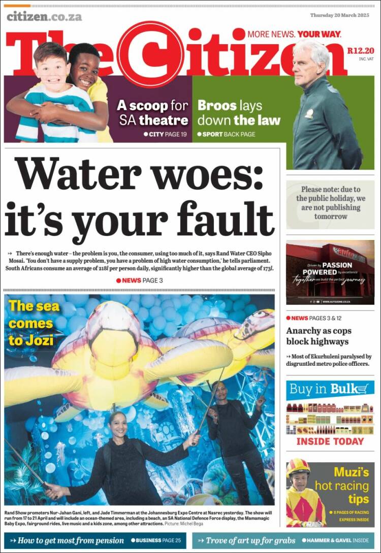 Portada de The Citizen (Sud&aacute;frica)