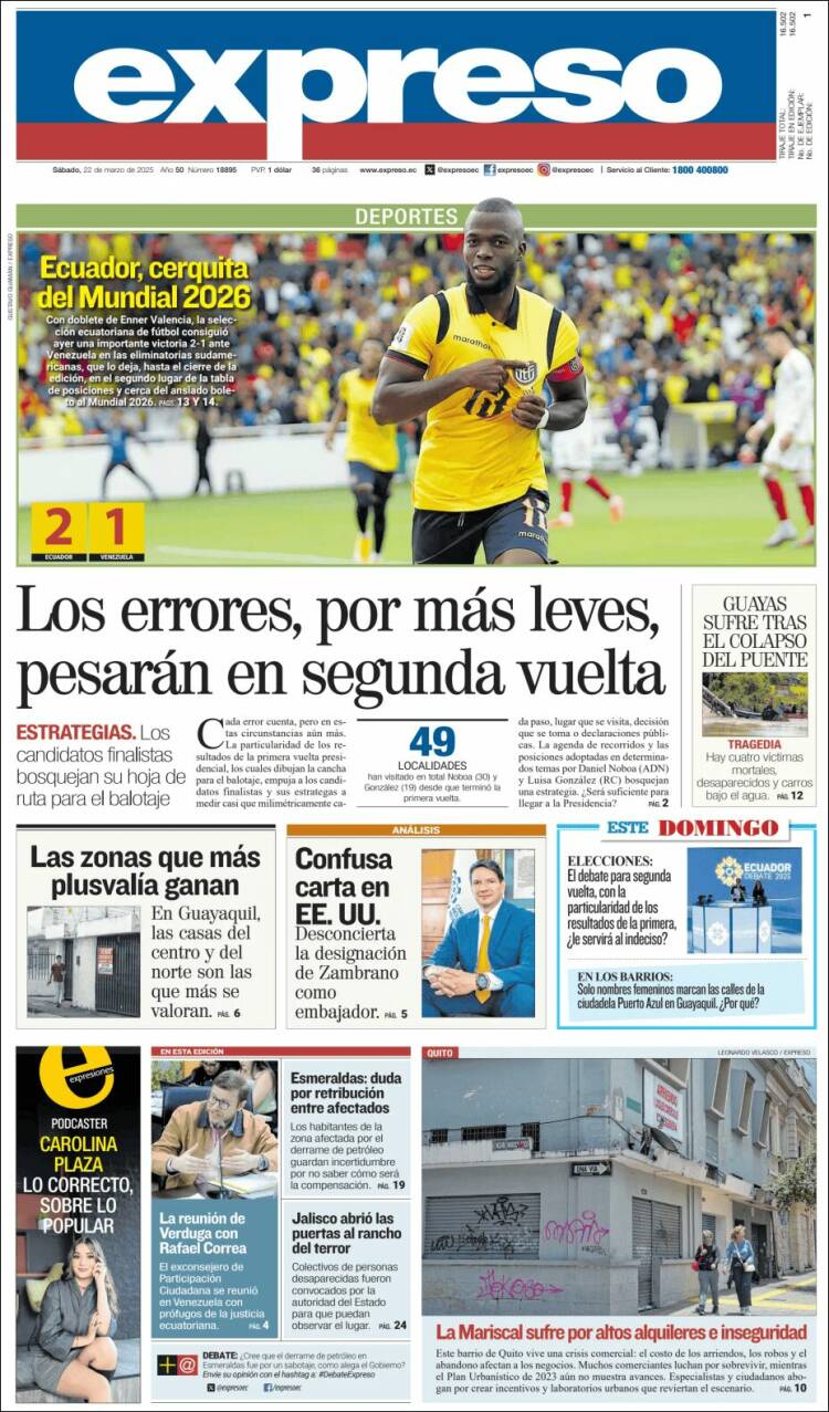 Portada de Expreso (Ecuador)