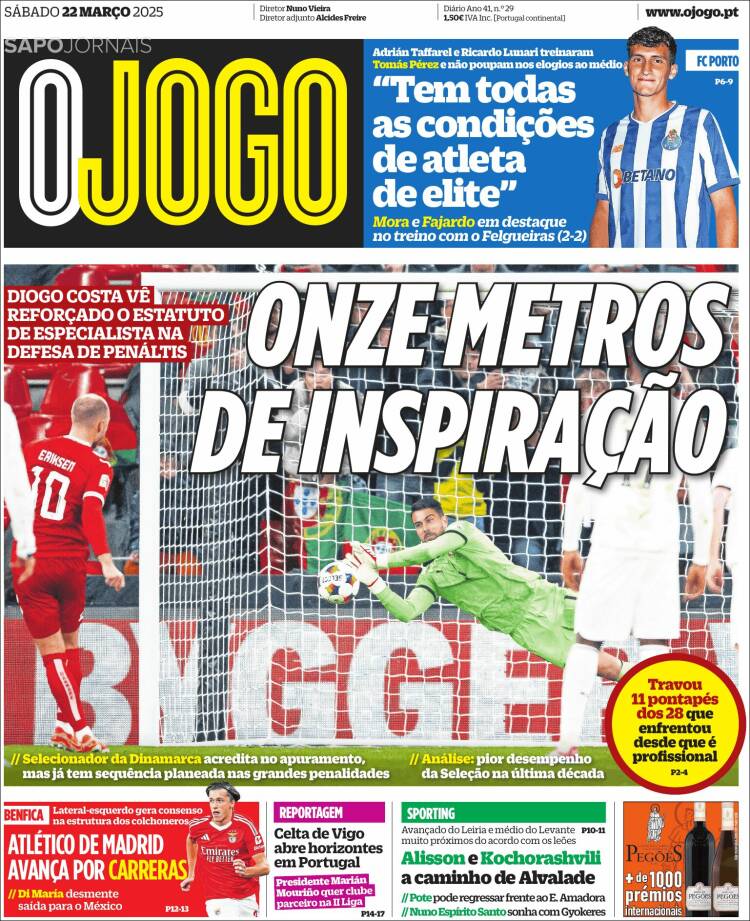Portada de O Jogo (Portugal)