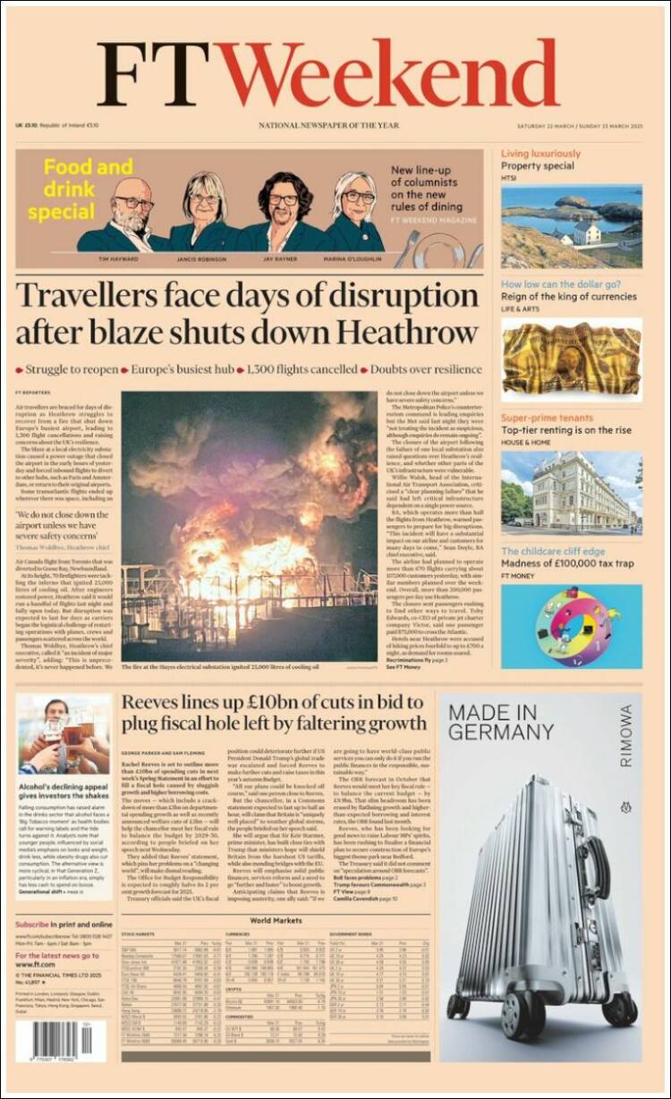 Portada de Financial Times (Reino Unido)