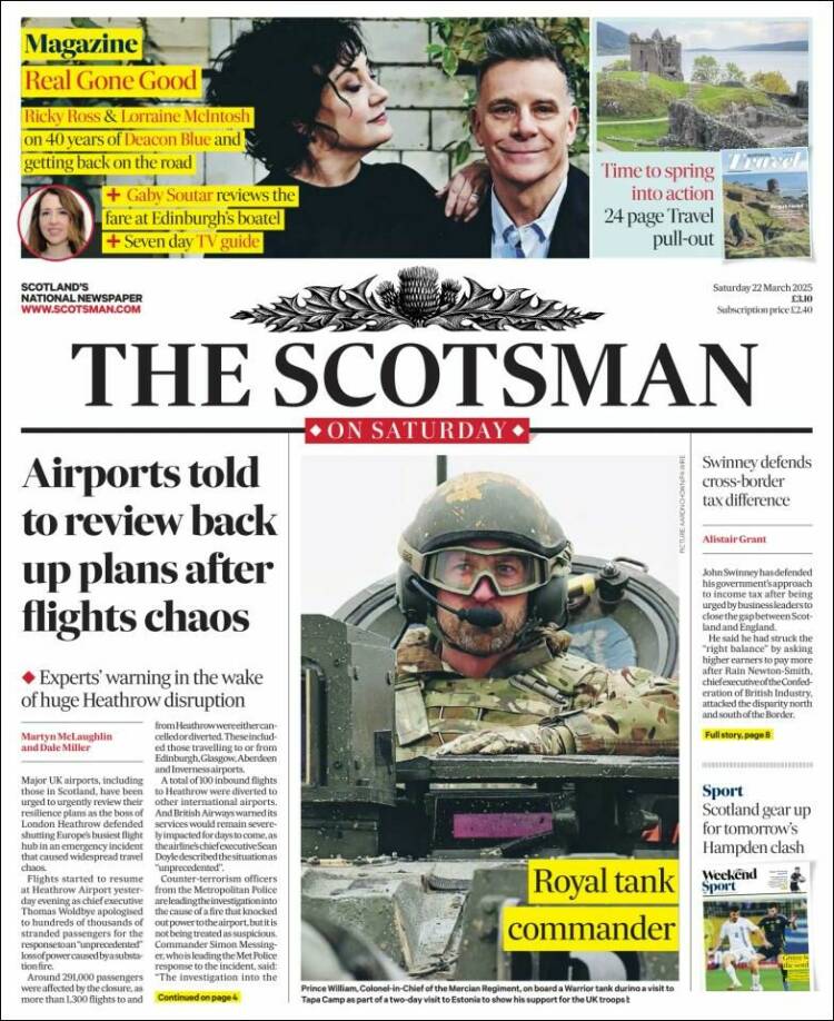 Portada de The Scotsman (Reino Unido)