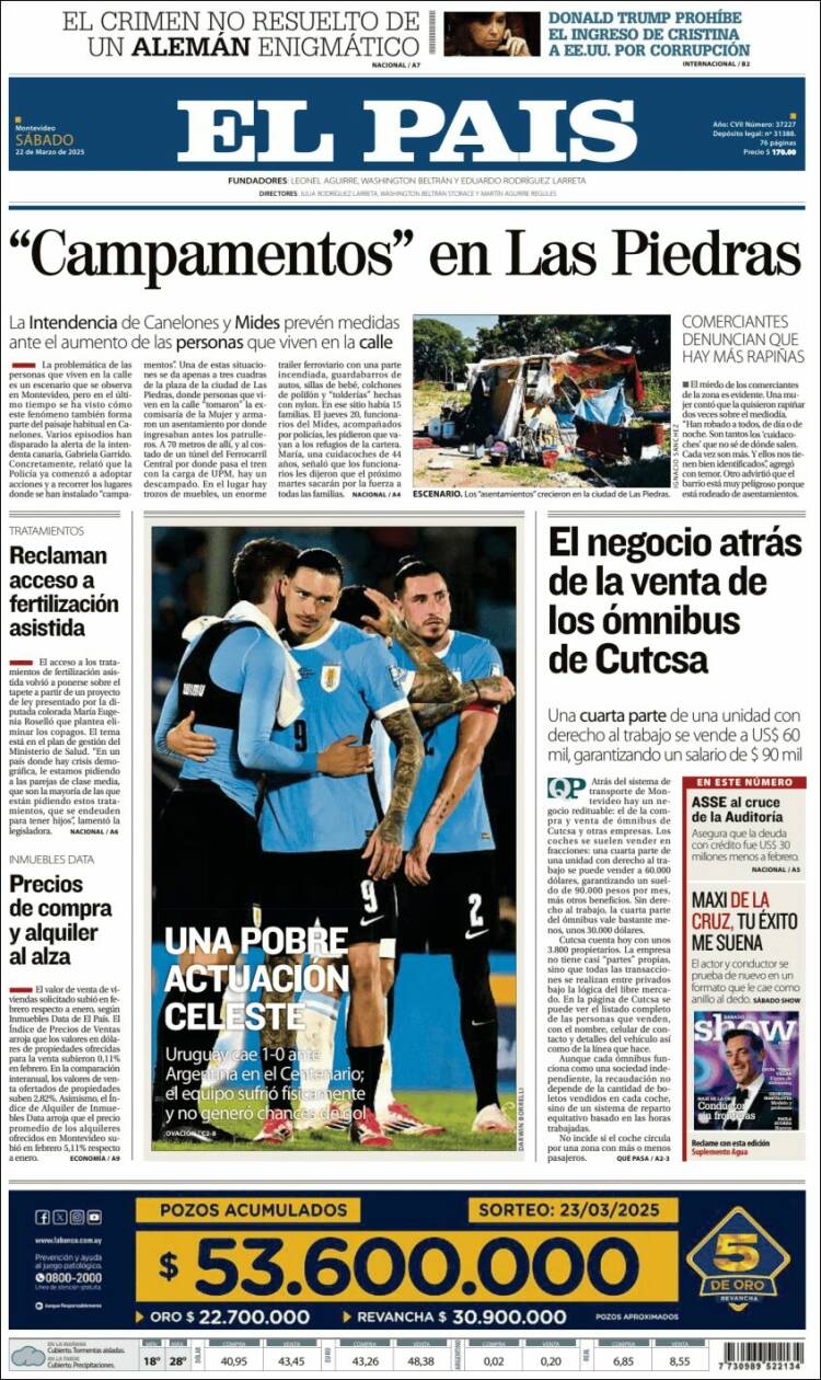 Portada de El País (Uruguay)