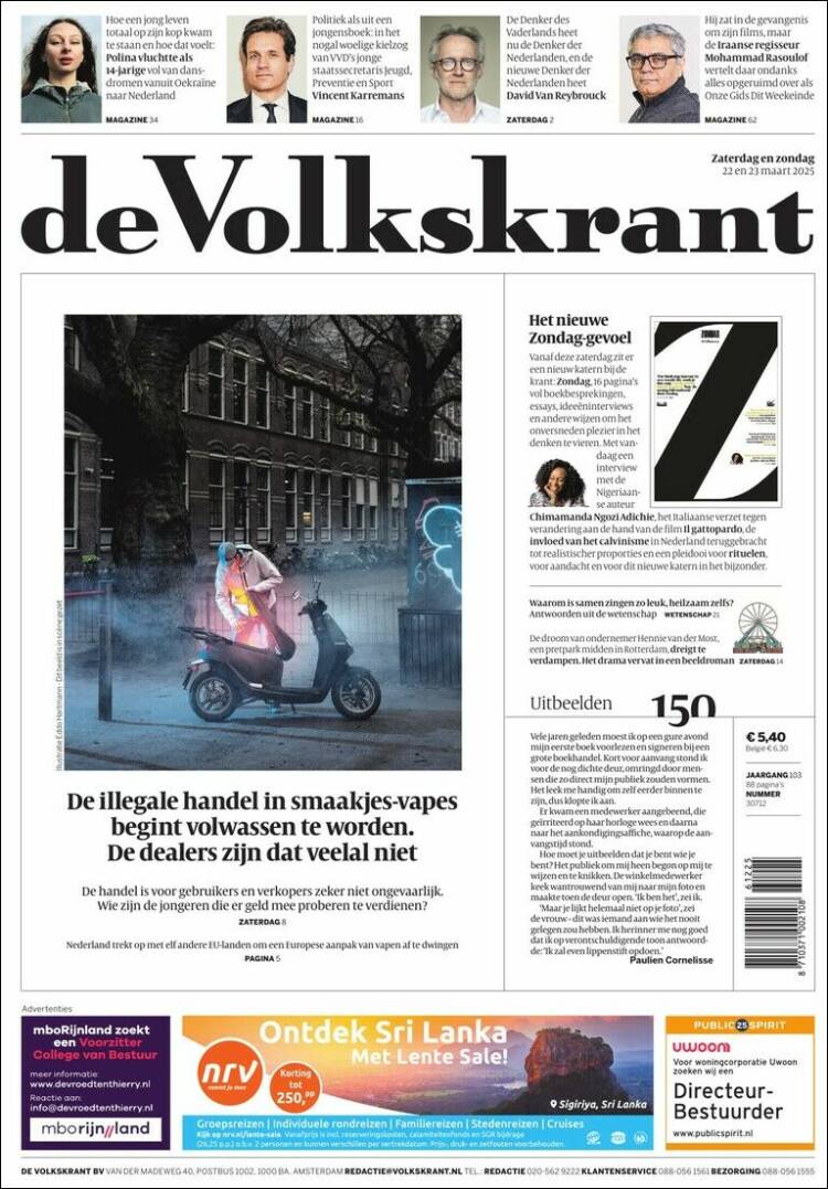Portada de De Volkskrant (Pa&iacute;ses Bajos)