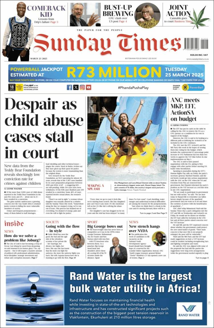 Portada de The Times (Sud&aacute;frica)