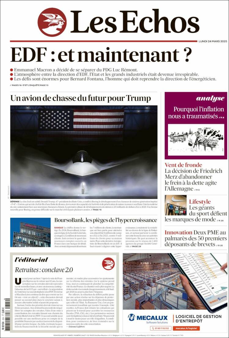 Portada de Les Echos (Francia)