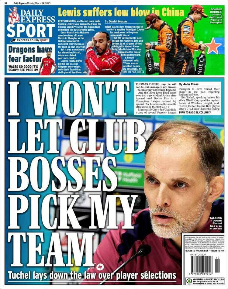 Portada de Express Sport (Reino Unido)