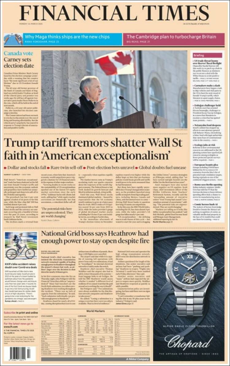 Portada de Financial Times (Reino Unido)
