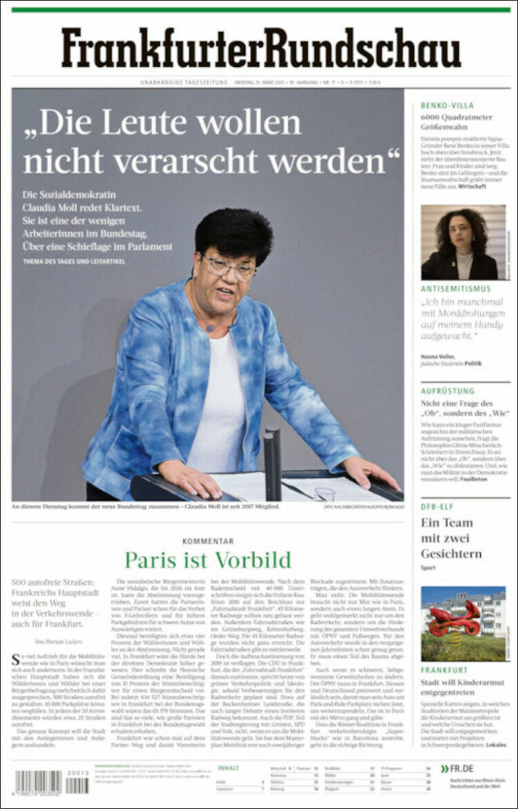 Portada de Frankfurter Rundschau (Germany)