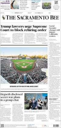 Portada de The Sacramento Bee (USA)