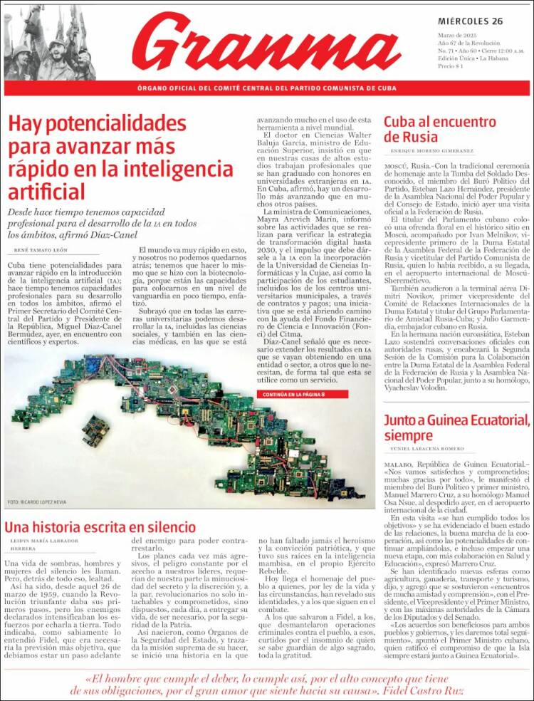 Portada de Granma (Cuba)