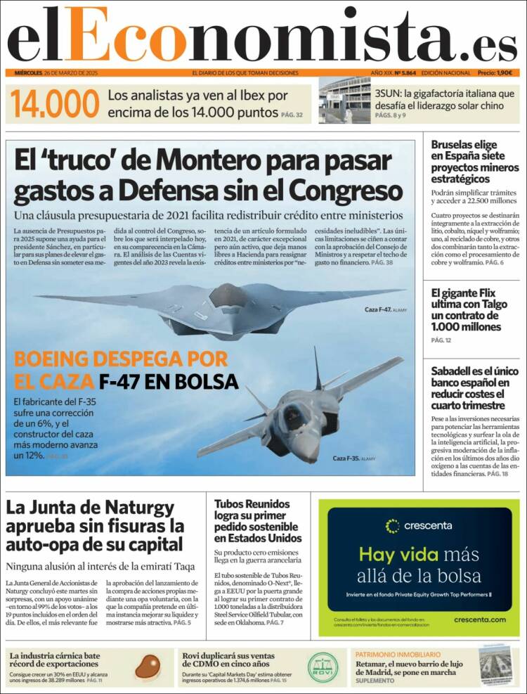 Portada de El Economista (España)