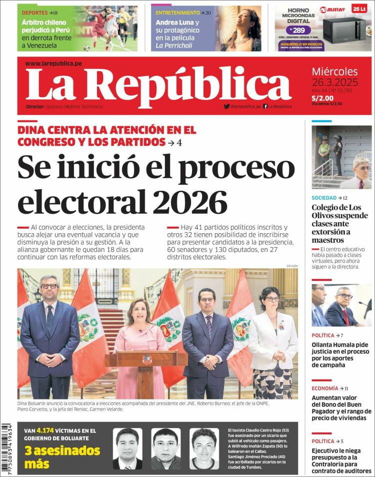Portada de La Republica (Per&uacute;)