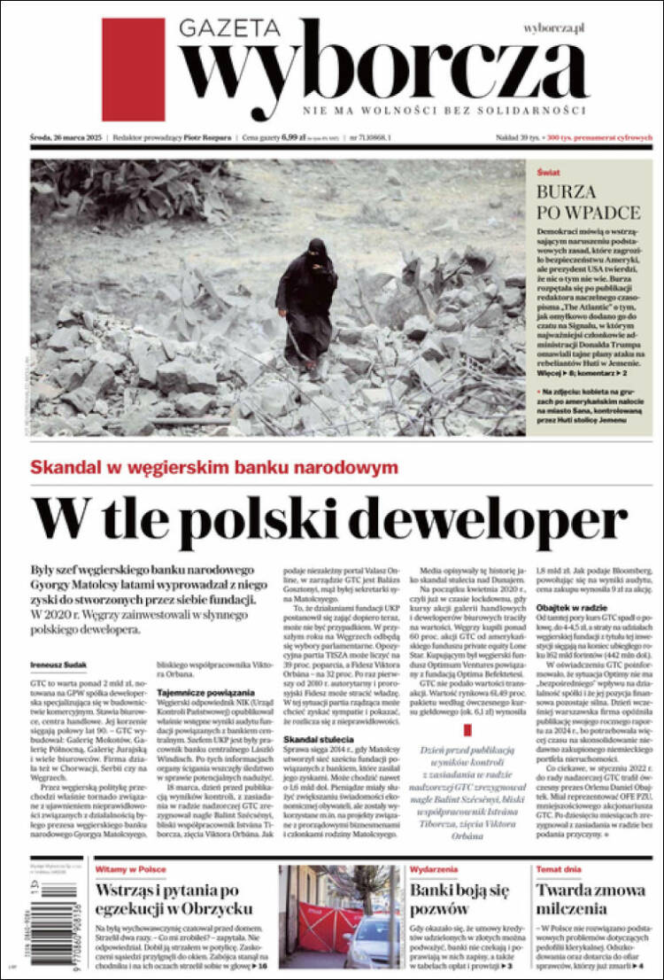 Portada de Gazeta Wyborcza (Polonia)