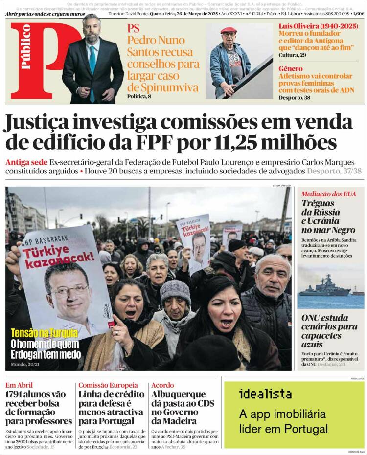 Portada de Público (Portugal)