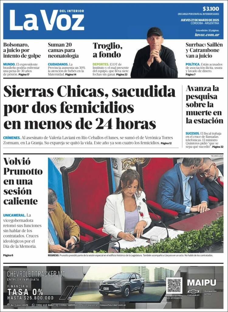 Portada de La Voz del Interior (Argentina)