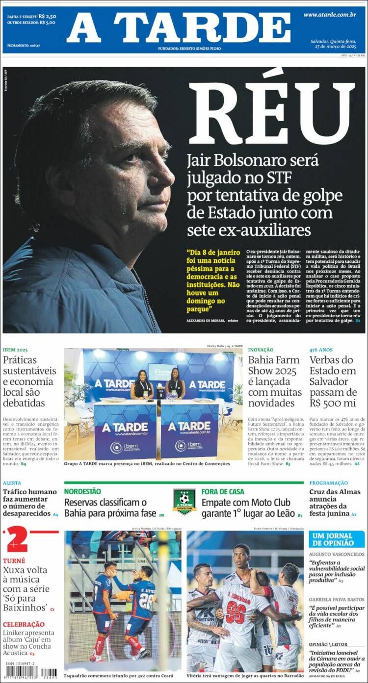 Portada de Diário A Tarde (Brasil)