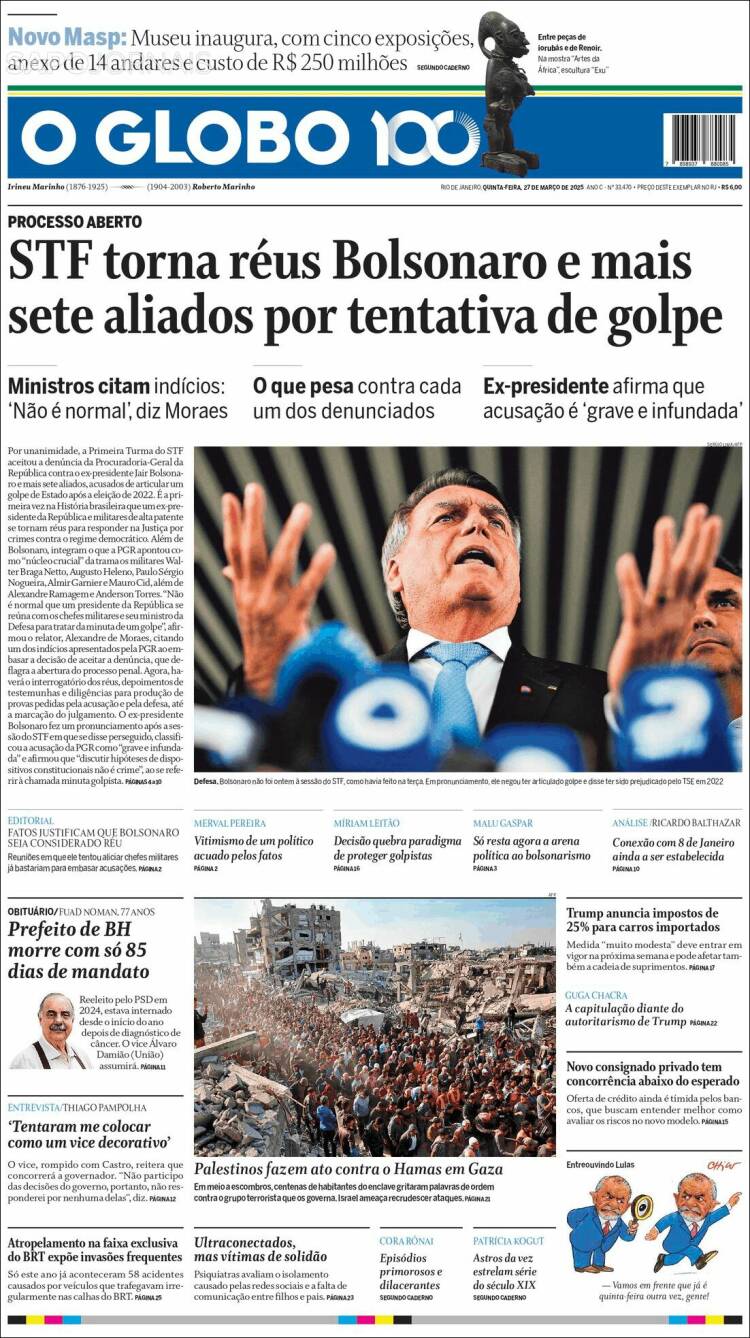 Portada de O Globo (Brasil)