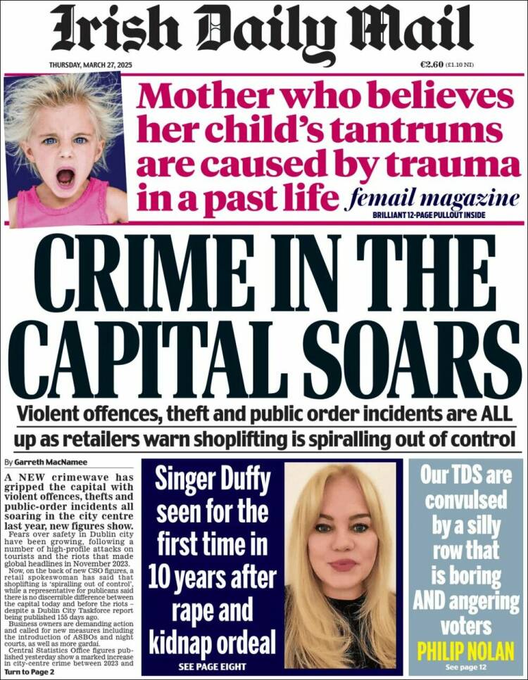 Portada de Irish Daily Mail (Irlanda)