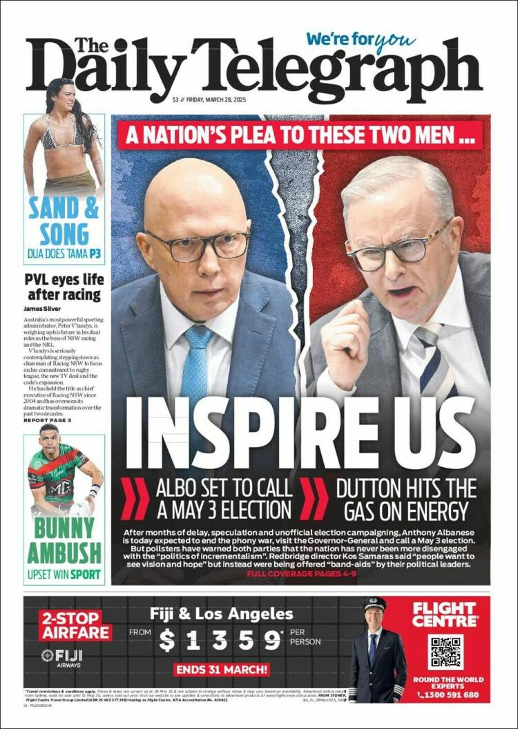 Portada de The Daily Telegraph (Australia)