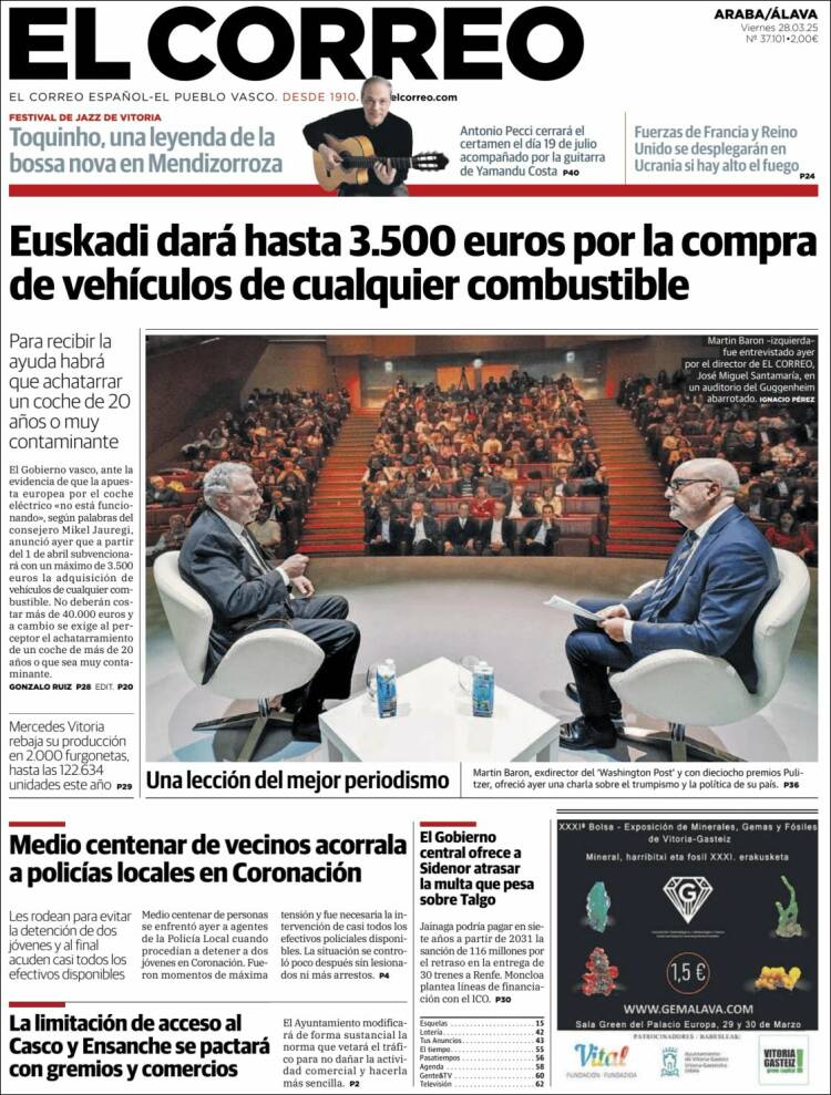 Portada de El Correo - Álava (España)