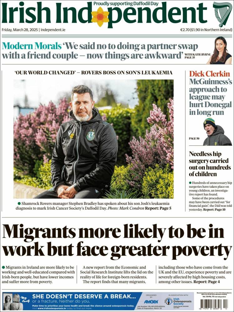 Portada de Irish Independent (Irlanda)