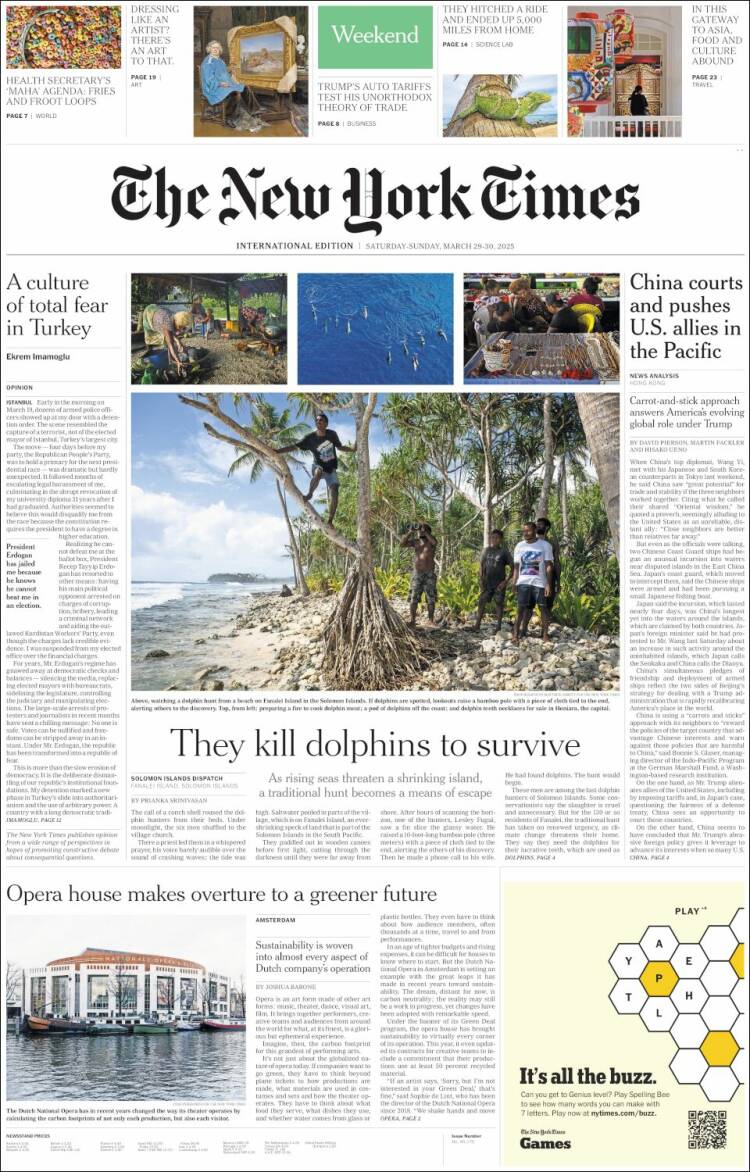 Portada de International New York Times (Europa)