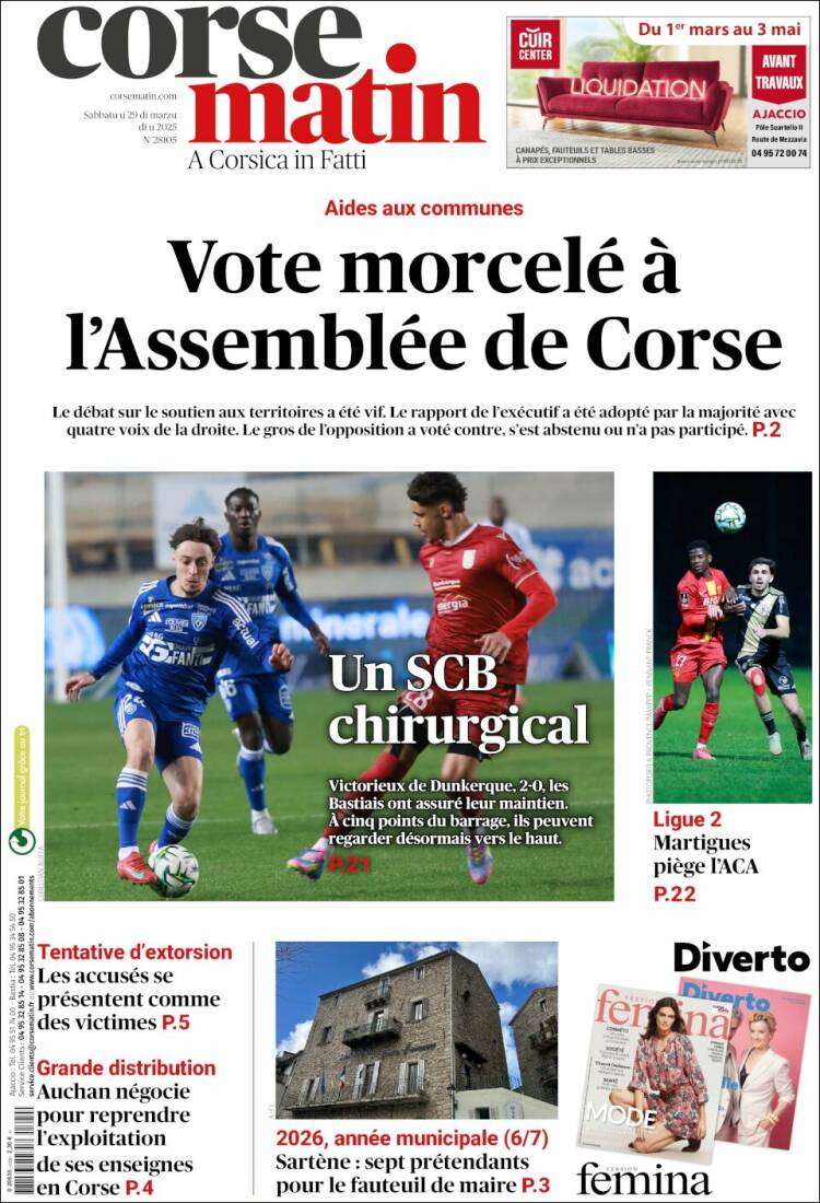 Portada de Corse-Matin (Francia)