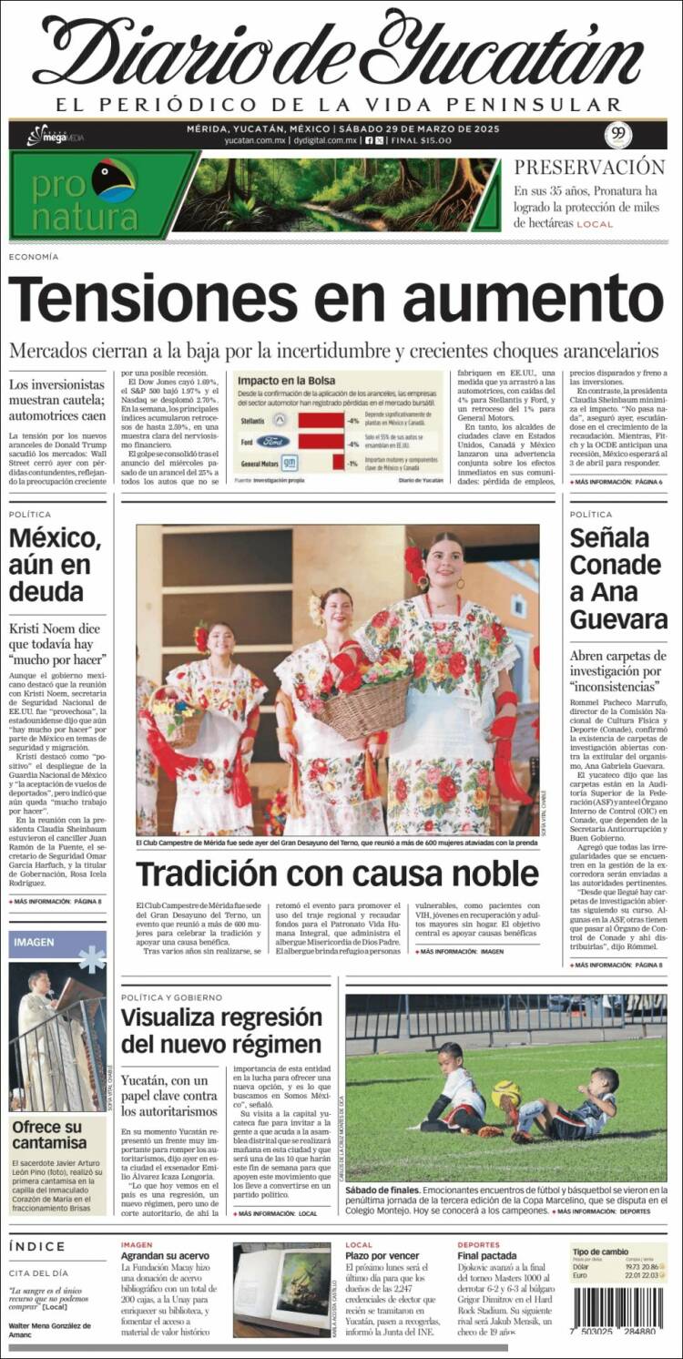 Portada de Diario de Yucatán (México)