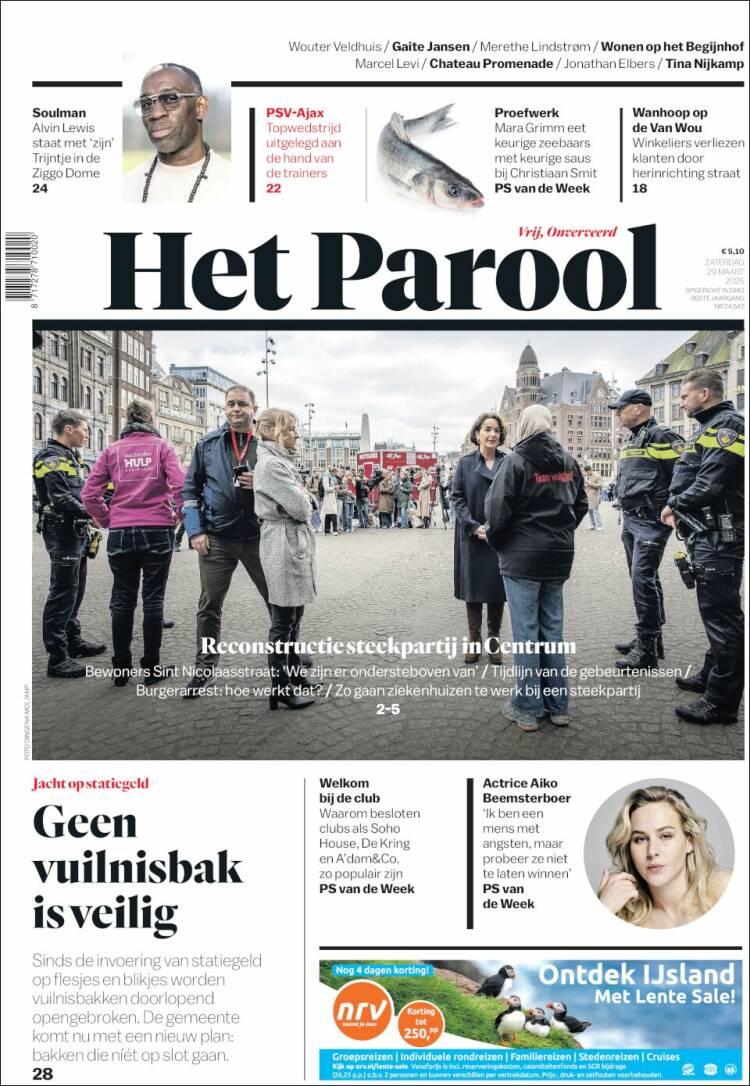 Portada de Het Parool (Pa&iacute;ses Bajos)