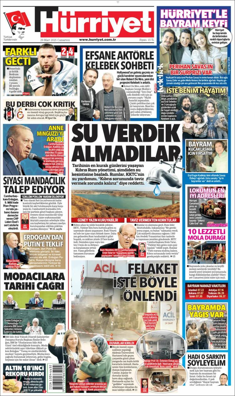Portada de Hürriyet (Turqu&iacute;a)