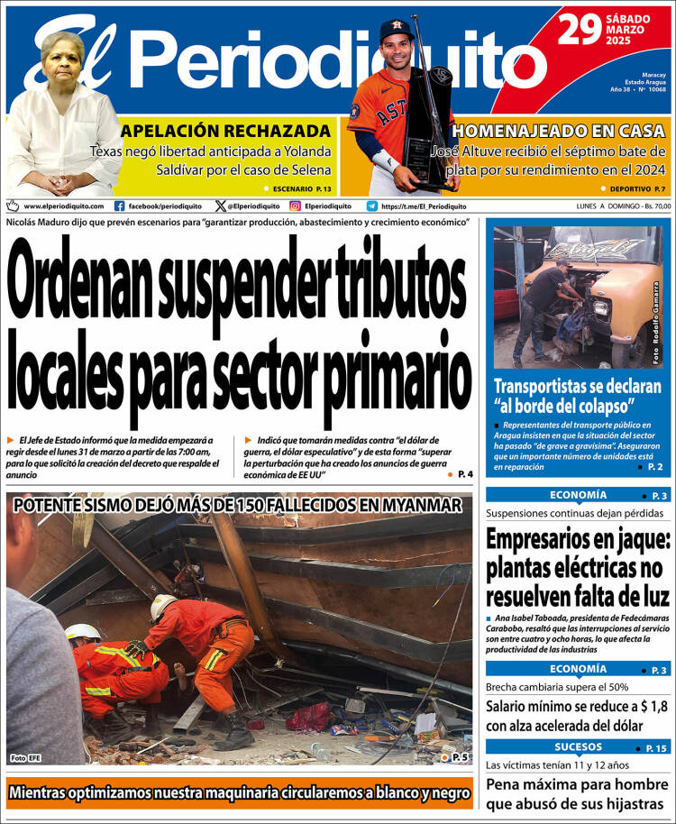 Portada de Periodiquito de Aragua (Venezuela)