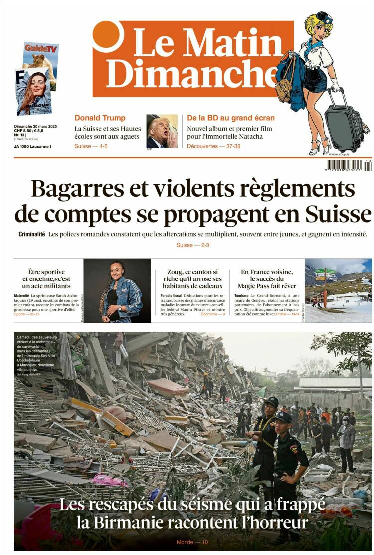 Portada de Le Matin (Suiza)